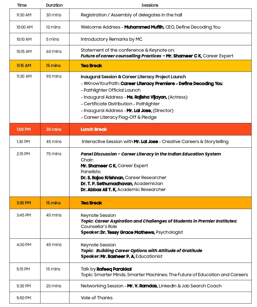 Event Schedule
